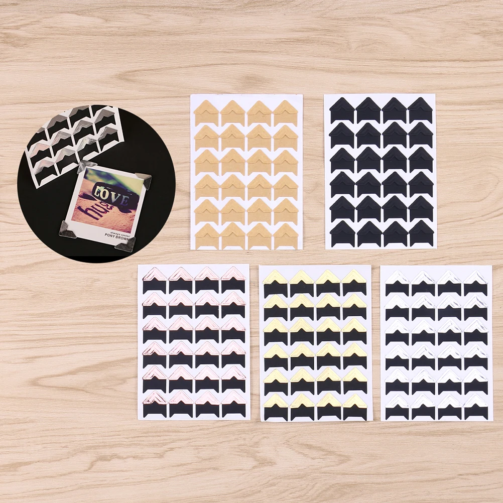 

15 Sheets Photo Corner Stickers Vintage Self Adhesive Kraft DIY Scrapbooking Album Decor for Diary Notebook Protection