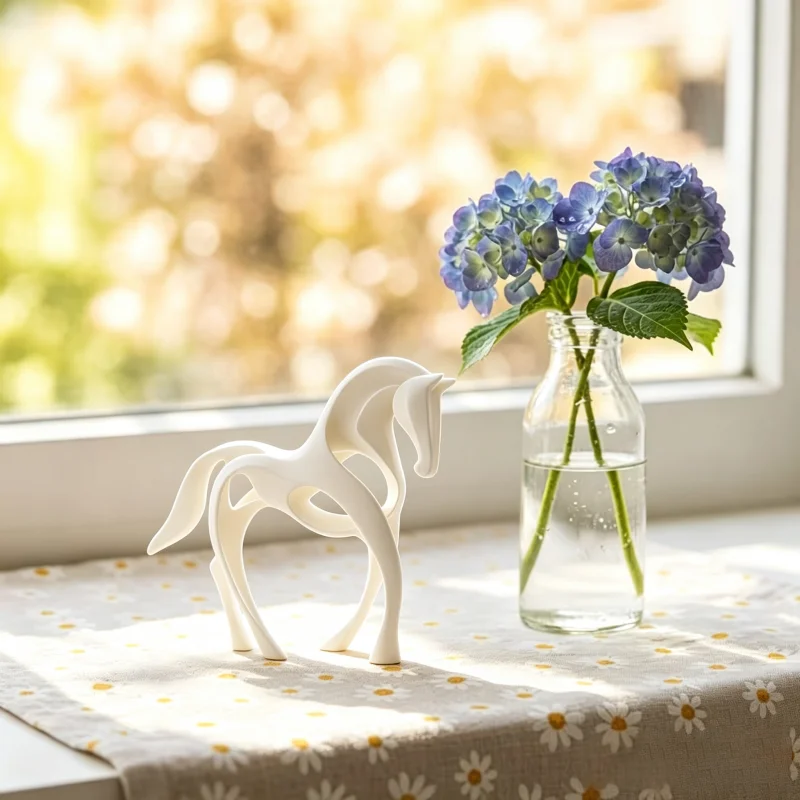 Cutout Hollow Horse Tabletop Decor,Sleek Minimalist Steed Sculpture,3D Printed For Office Bookshelf Nightstand Table Ornament