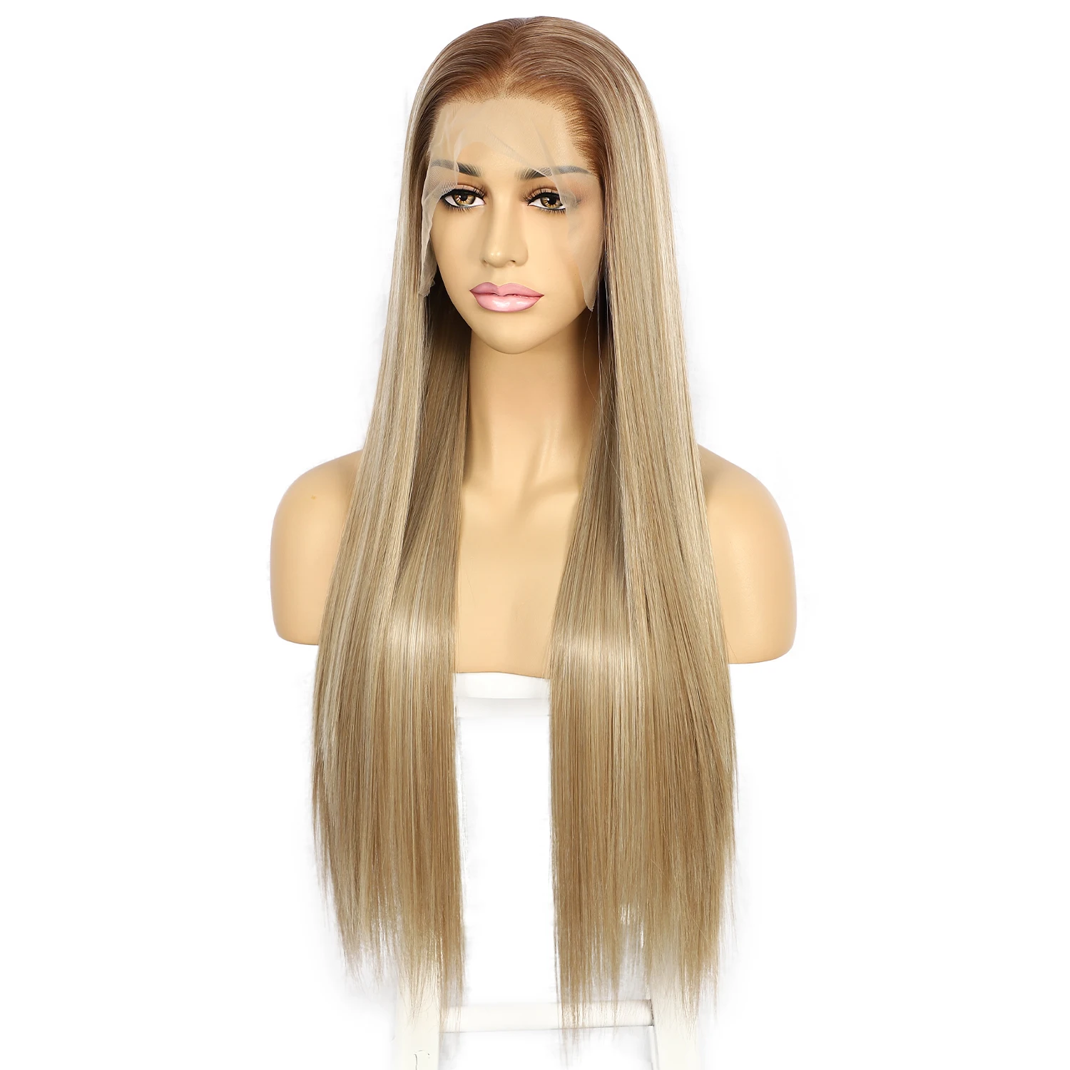 Summer 30\'\' 13x6 Bone Straight Synthetic Woman Wigs HD Transparent Lace Wig Daily Wear Futura Heat Resistant Fiber Made #1206