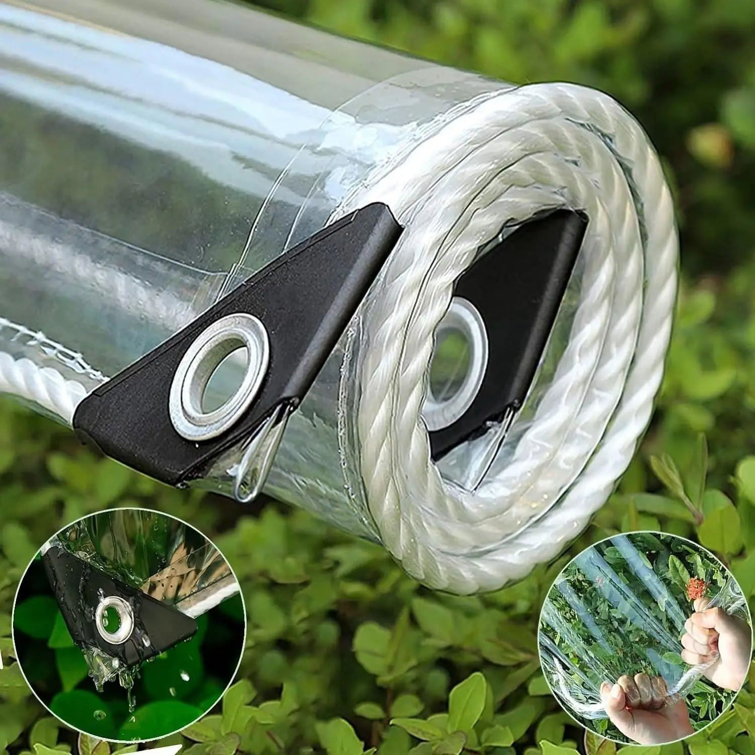 

0.35mm 0.55mm Clear Tarp with Grommets Transparent Heavy Duty Waterproof Tarpaulin Cover with Reinforced Edge