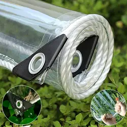 0.35mm 0.55mm Clear Tarp with Grommets Transparent Heavy Duty Waterproof Tarpaulin Cover with Reinforced Edge