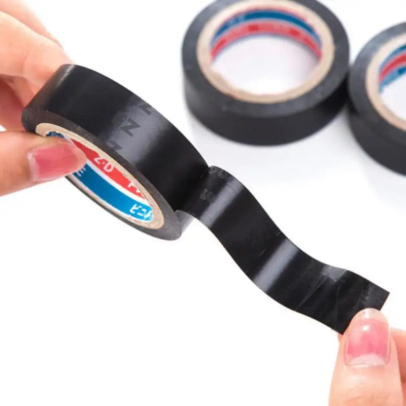 Black 6/10M PVC Flame Retardant Adhesive Vinyl Electrical Insulation Tape Roll Heat Resistant Electrical Power Insulating Tape