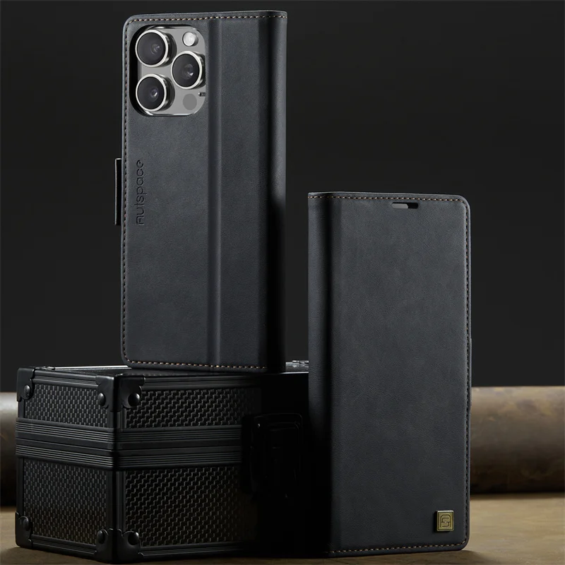 

Magnetic Wireless Charging PU Leather Wallet Card Slot Phone Case For IPhone 16E 11 12 13 14 15 16 Pro Max Plus Flip Stand Cover