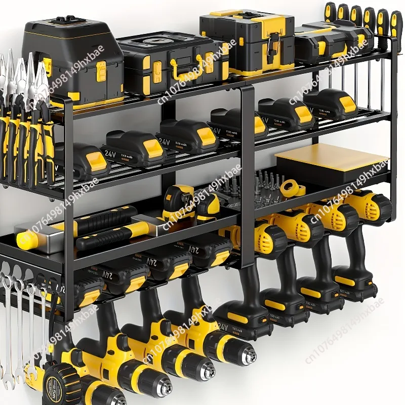 Power Tool Organizer Wall Mount Heavy Duty Metal Tool Shelf Cordless Drill Hanger Storage Rack Tool Holder for Workshop