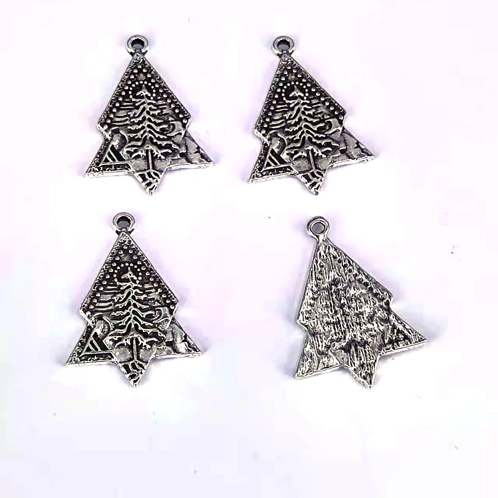 

50pcs DIY 20*25mm 6 designs triangle rhombus christmas tree charms christmas tree pendant charm for women man Accessories