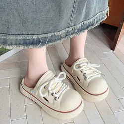2025 Women Platform Slippers Lace-up Fashion Clogs Soft EVA Summer Shoes Thick Sole Girls Indoor Street Slides Slip-on Sandals