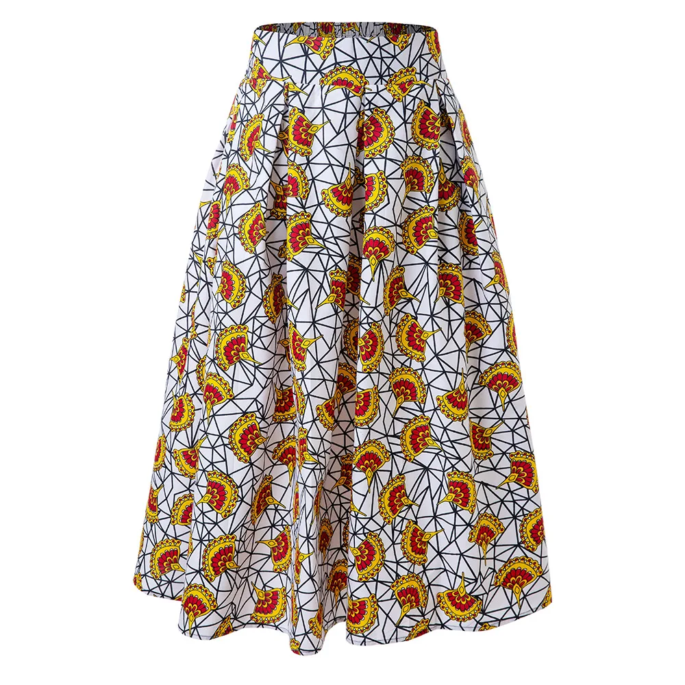 

African Clothes For Women Skirt Fashion 2023 New Summer Red Skirt Ankara Print Casual Loose Skirts Plus Size For Ladies Clothing