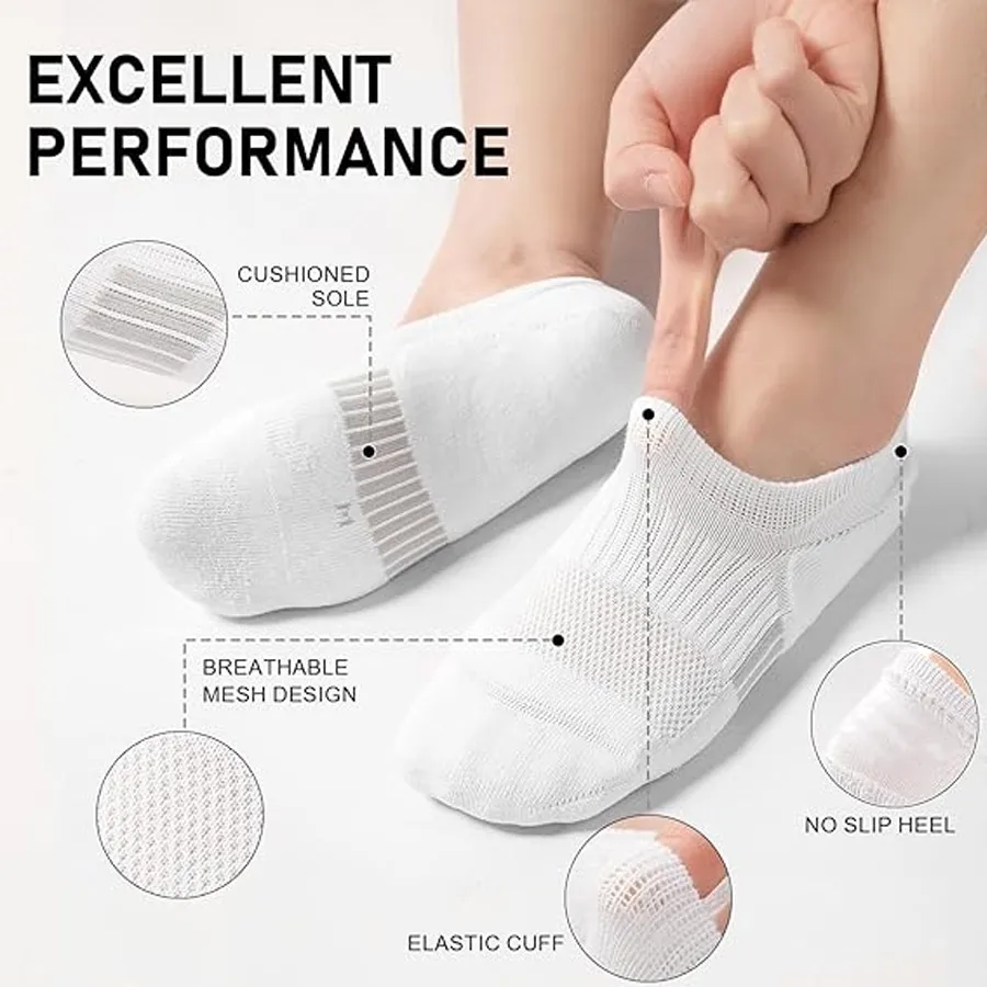 10/1Pairs Women's No Show Ankle Socks, Cushioned Low Cut Sports Running Socks, Soft Liner Socks, 3 Colors: White Black Gray image 3