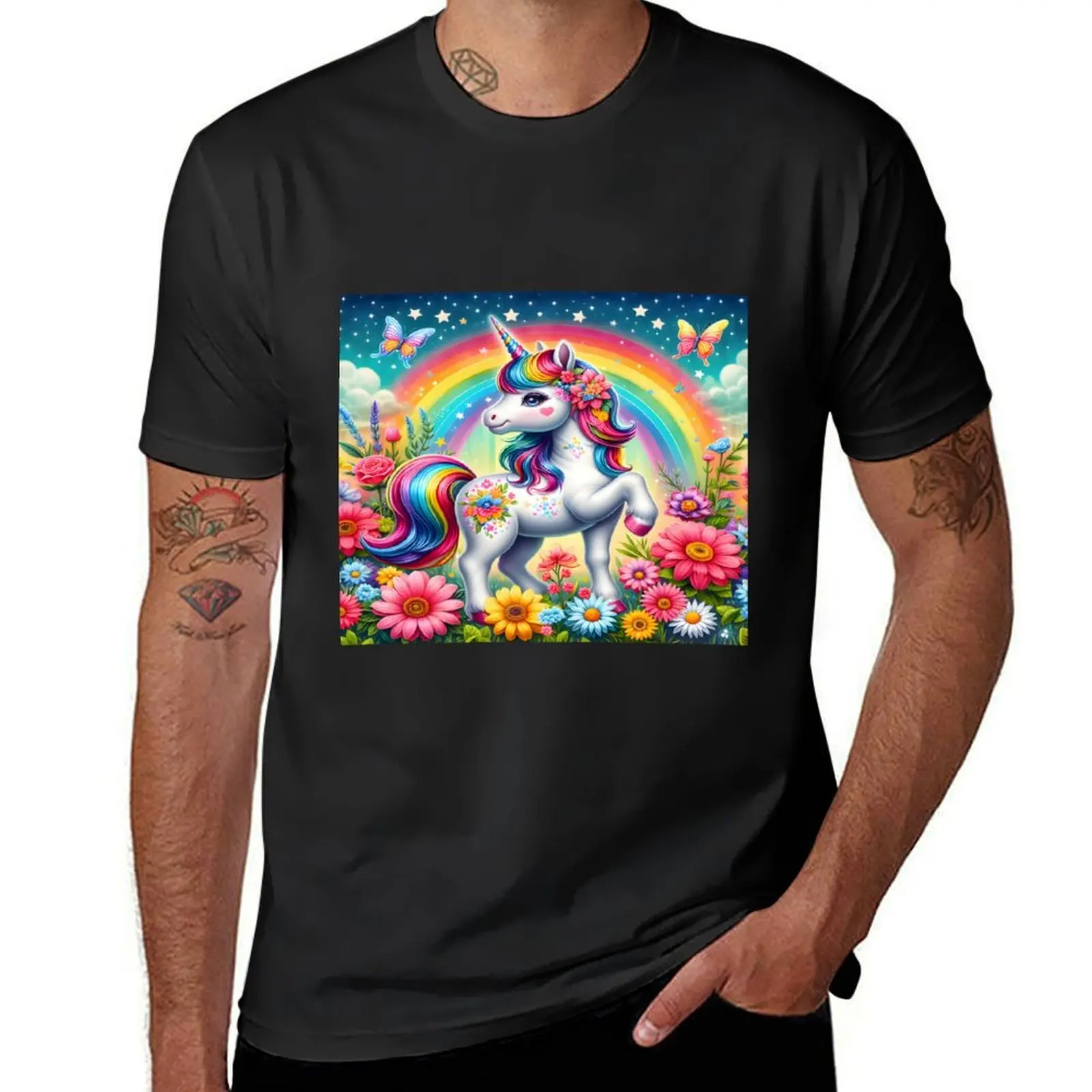 Enchanted Garden Unicorn: A Symphony of Colours T-Shirt tees oversized summer tops t shirts for men graphic