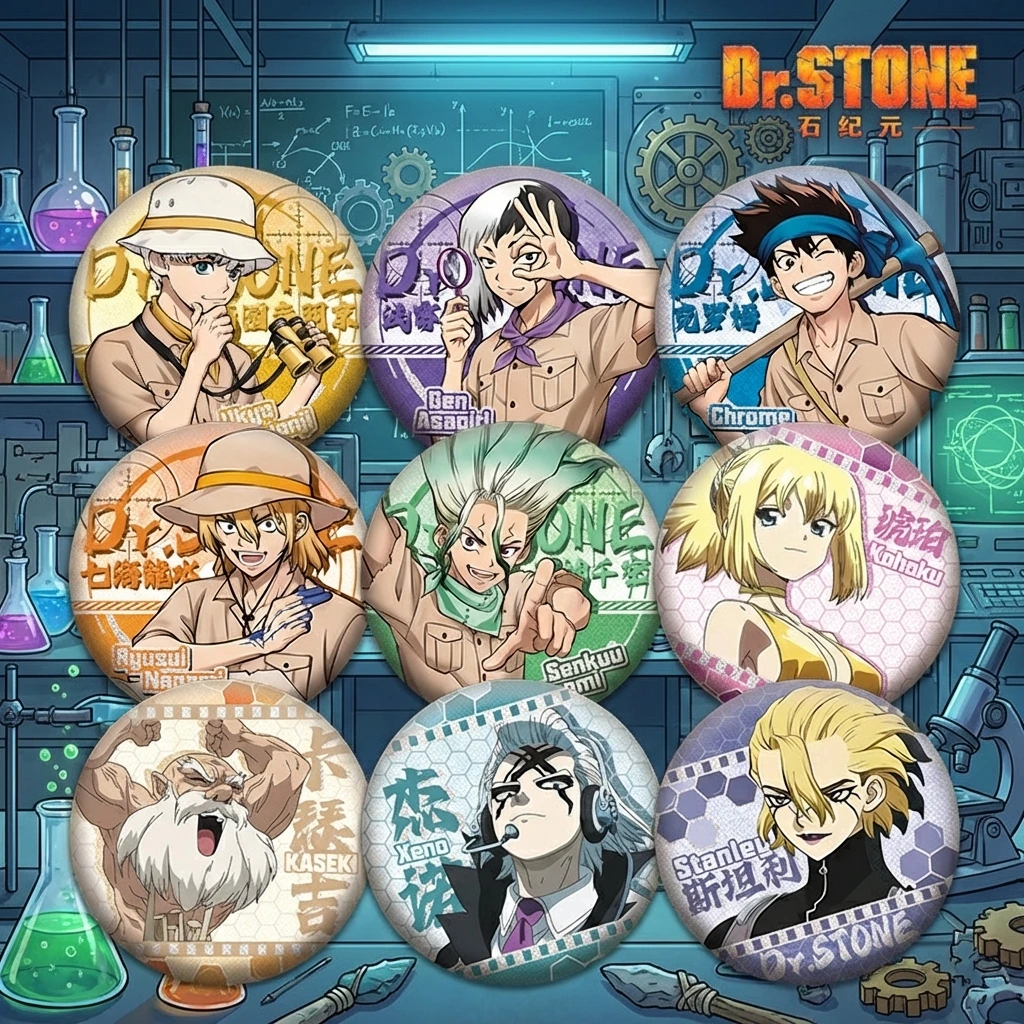 Pin Metálico Coleccionable de Anime Dr. Stone, 75mm 58mm, de Hojalata, con Doble Flash, Plata, Diseño de Cebolla y Puntos Lisos, Nuevo Diseño
