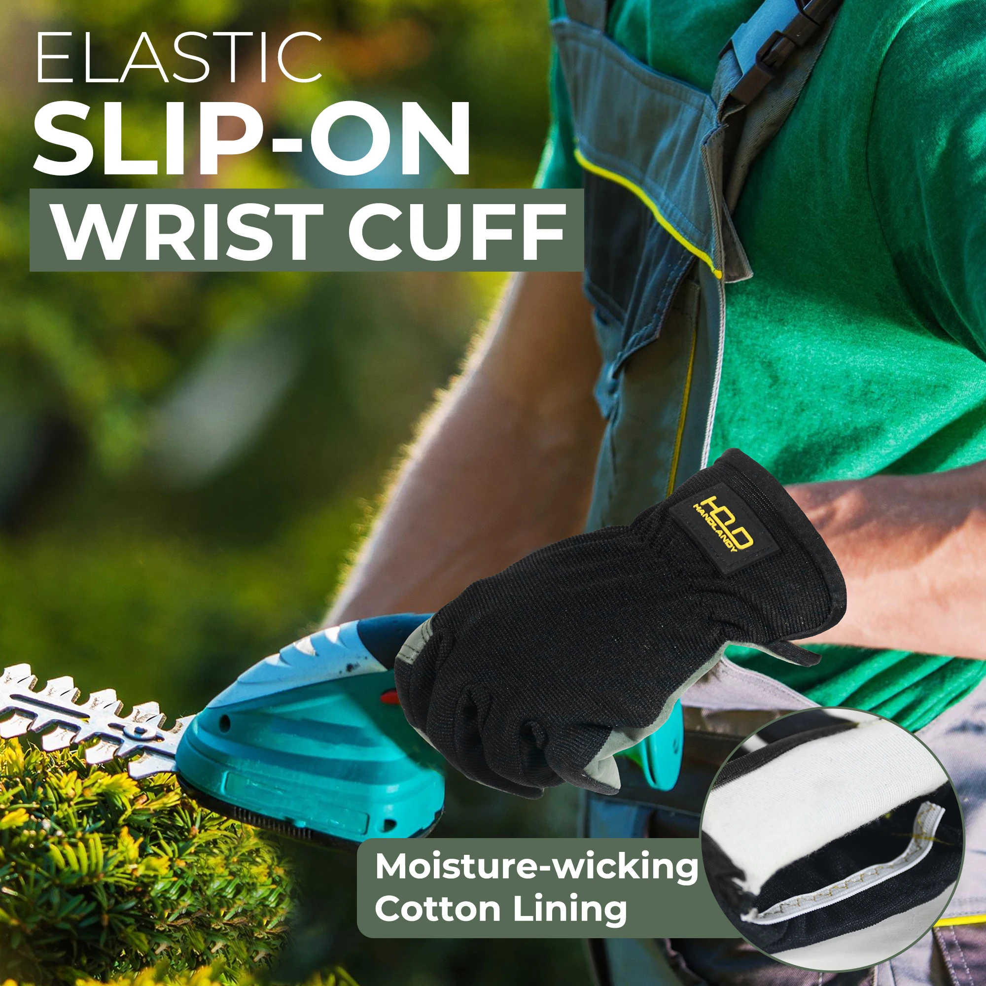 HANDLANDY レザーガーデニンググローブ、メカニック、建設、ドライバー向けユーティリティワークグローブ、通気性のあるデザインで操作性に優れています