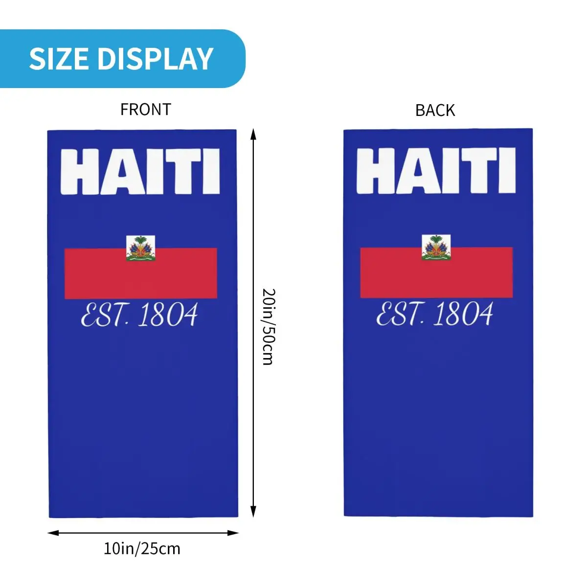 Haiti EST. 1804 Independence Haitian Flag Bandana Neck Cover Printed Face Scarf Warm Headwear For Men Women Adult Washable view 3
