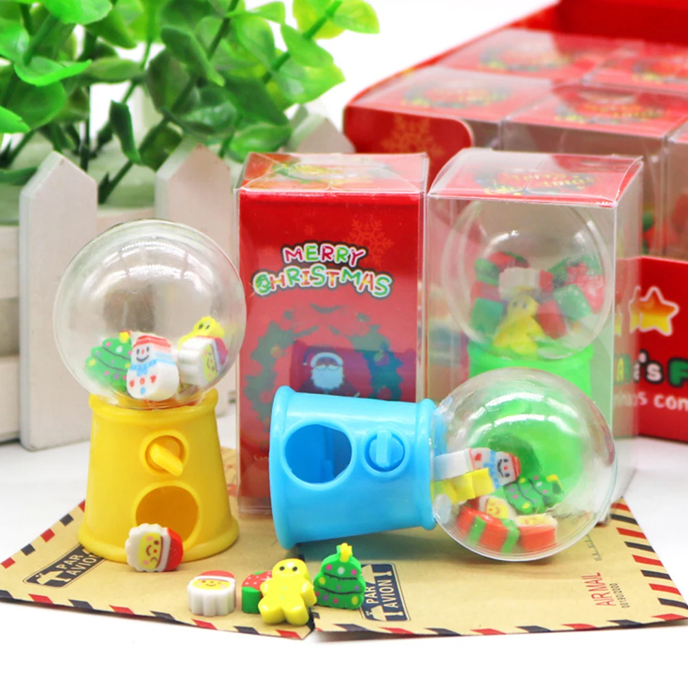 

4pcs Christmas Shaped Erasers Cute Stationery Kids School Supplies Mini Animal Themed Fun Student Rubber Easy to Erase Writing