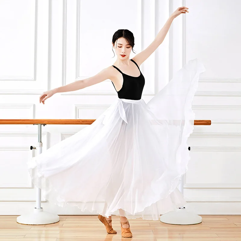 Chinese ModernBallet Classical Dance Elegant Tencel Chiffon 720 Degree Swing Teacher Skirt Adult Long Yoga Dance Practice Skirt