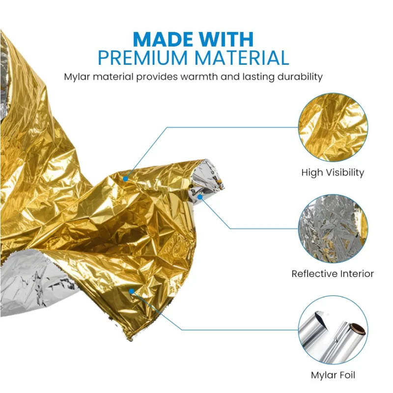 10 sztuk Złotych Odblaskowych  – Survival Blanket Reflective recenzja i cena