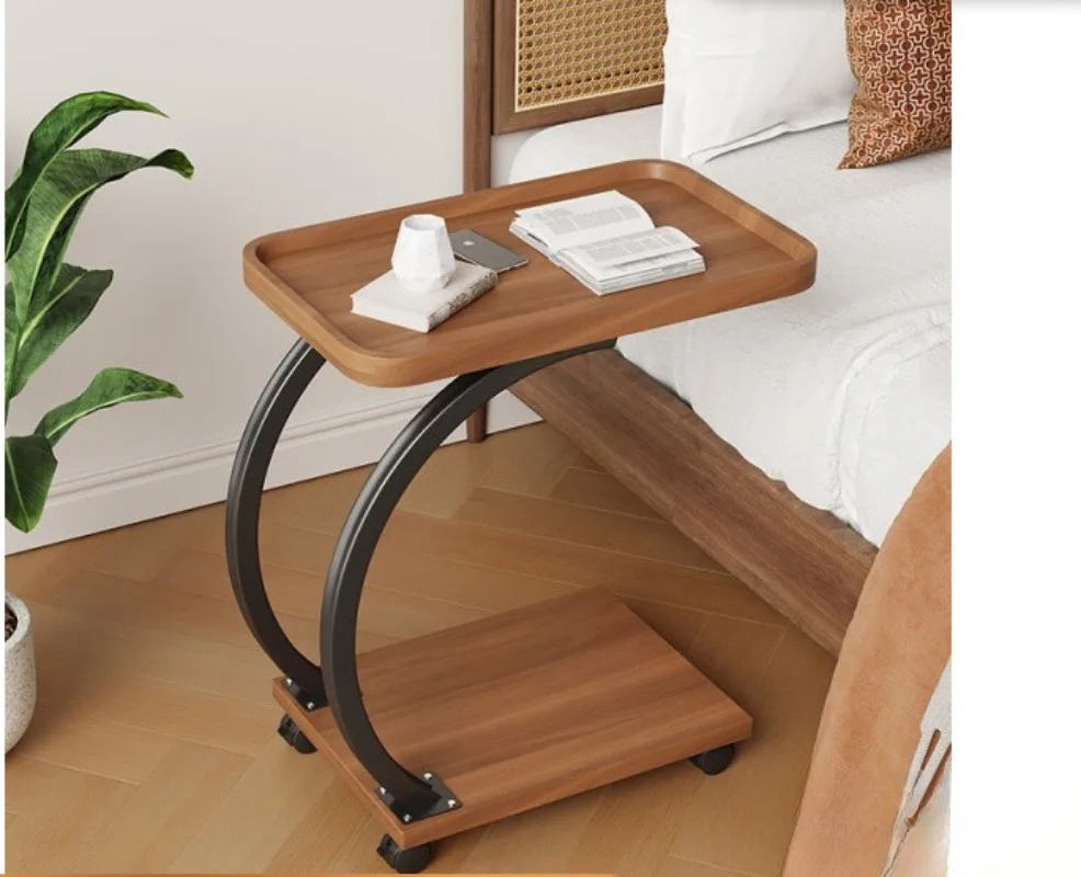 Nightstand Creative Bedroom Light Luxury Movable Side Cabinet C Square Table with Wheeled Trolley Simple Modern Bedside Table