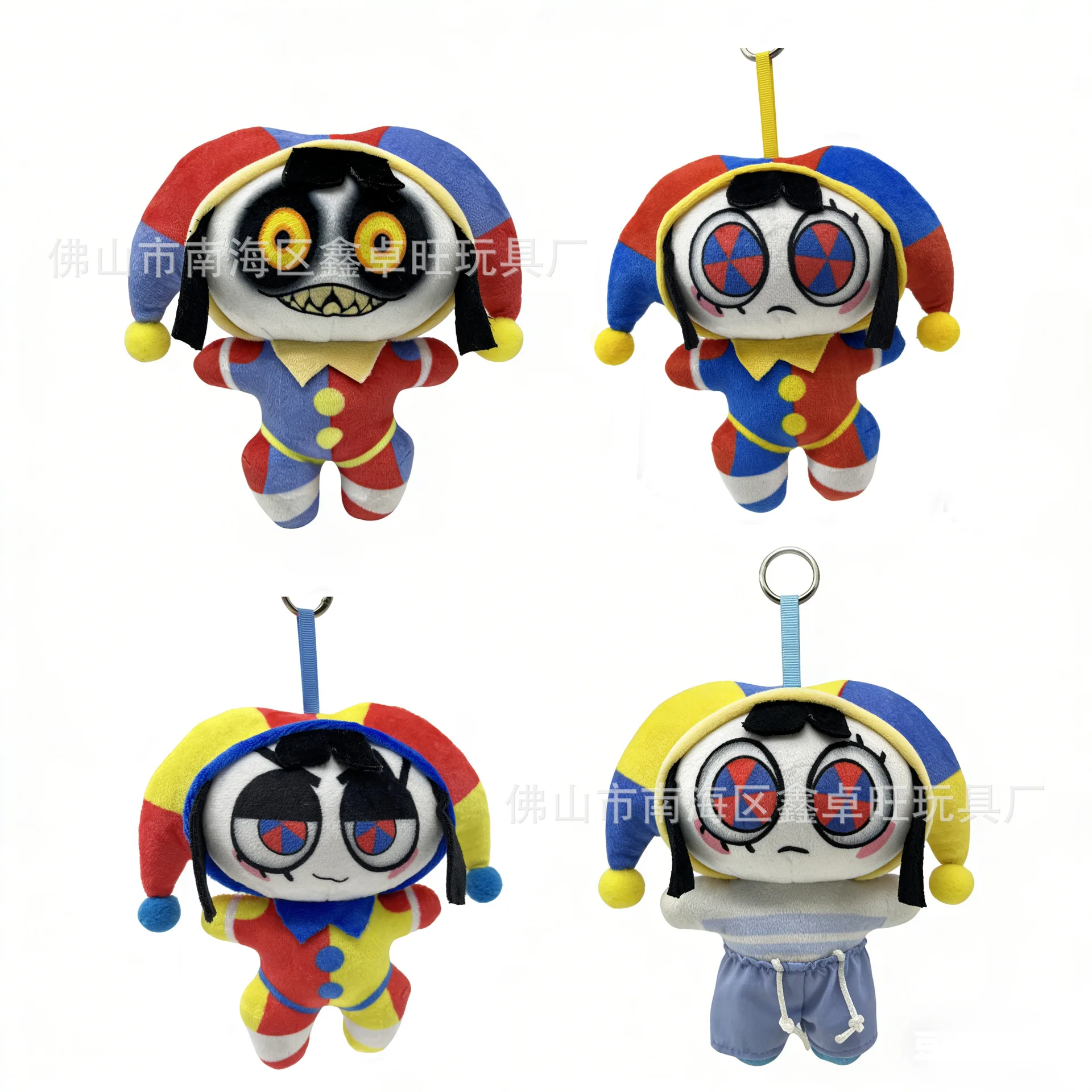 17cm The Amazing Pomni Stuffed Doll Crystal Velvet Fluffy Cuddle Pillow with Keychain Pendant for Circus Fans Xmas Gift