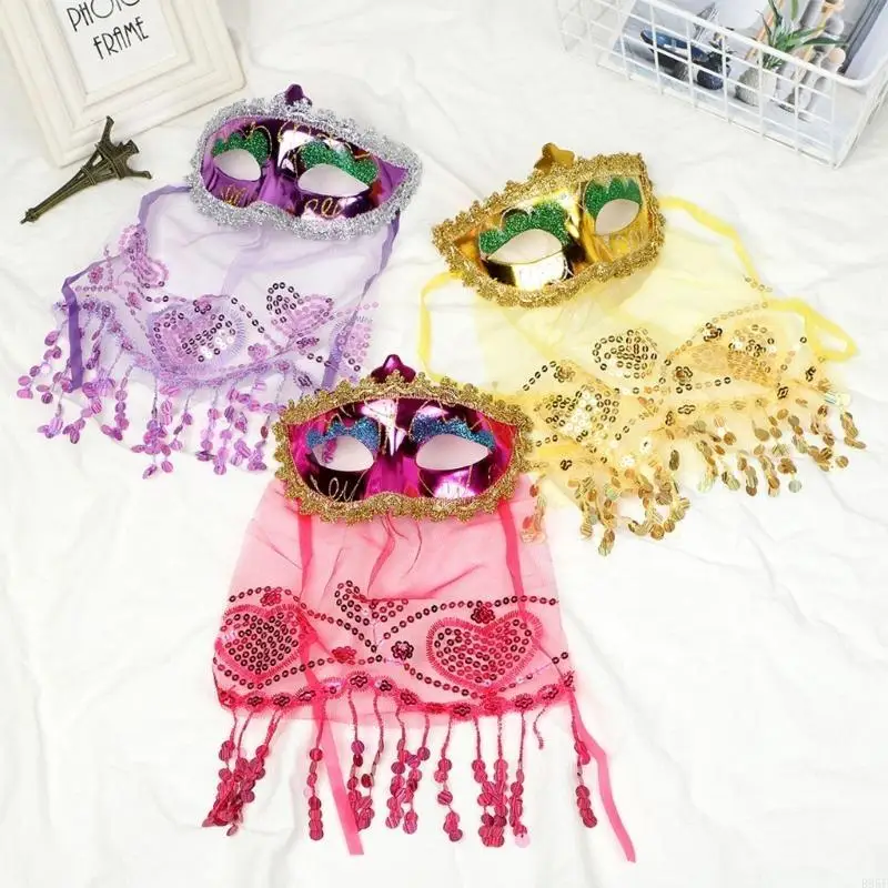 B95F Mặt nạ nửa mặt bí ẩn có mạng che mặt cho nữ Mặt nạ hóa trang cho nữ Mặt nạ công chúa