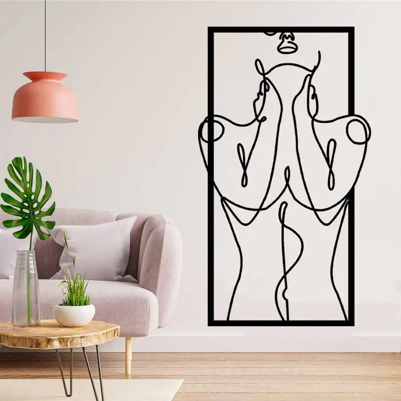 Nude Sexy Woman Line Abstract Art Vinyl Wall Sticker Home Bedroom Female Clubhouse Beauty Salon Bathroom Fashion Decor Sticker