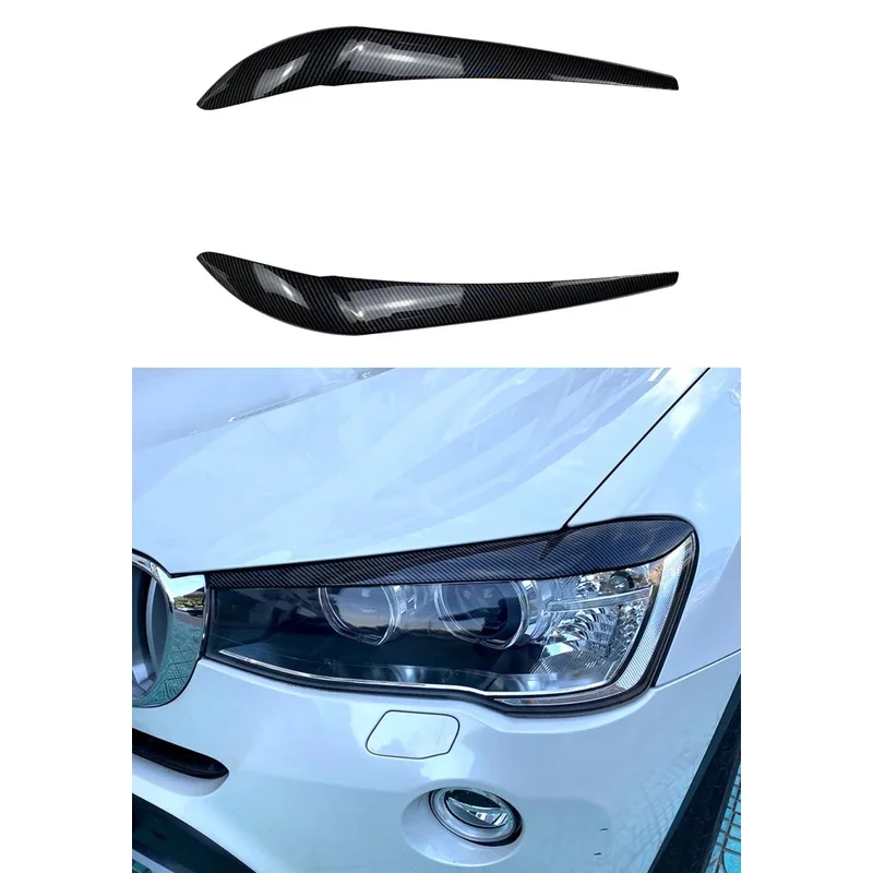 

2pcs Gloss Black ABS Plastic Headlight Eyelids Eyebrows Body Kit Sticker Tuning For BMW X3 F25 X4 F26 2014 2015 2016 2017 2018