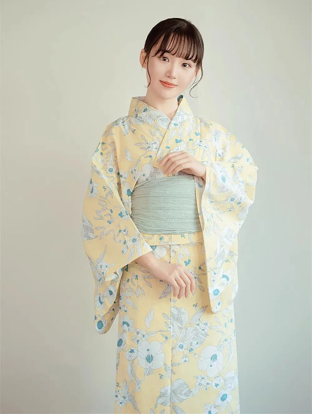 NONE Yukata Women Cotton Free Size 9