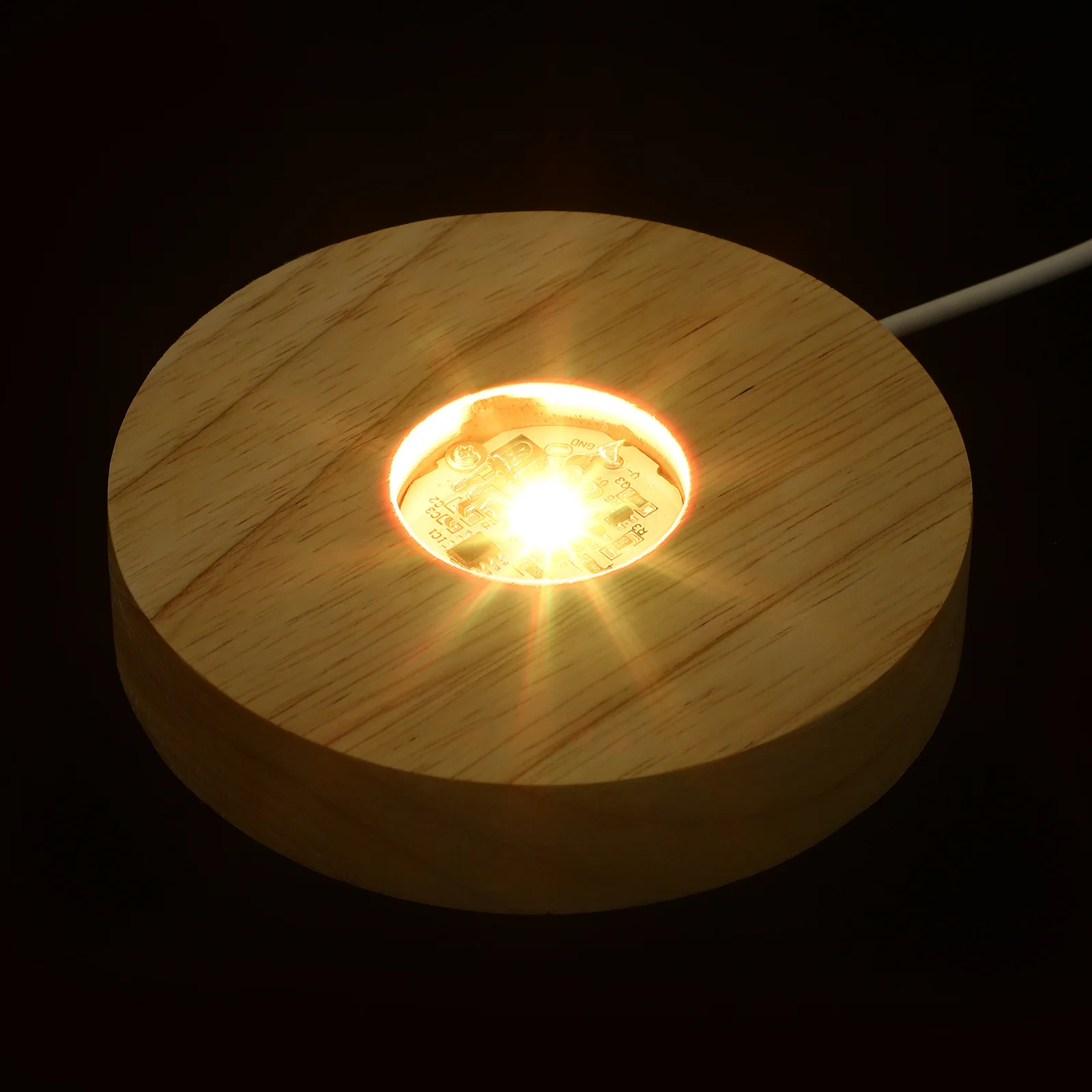 

1Set LED Lighting Base Wood Color Crystal Ball Stand Round Display Light for Home Decor Bedroom Night Lamp Accessories