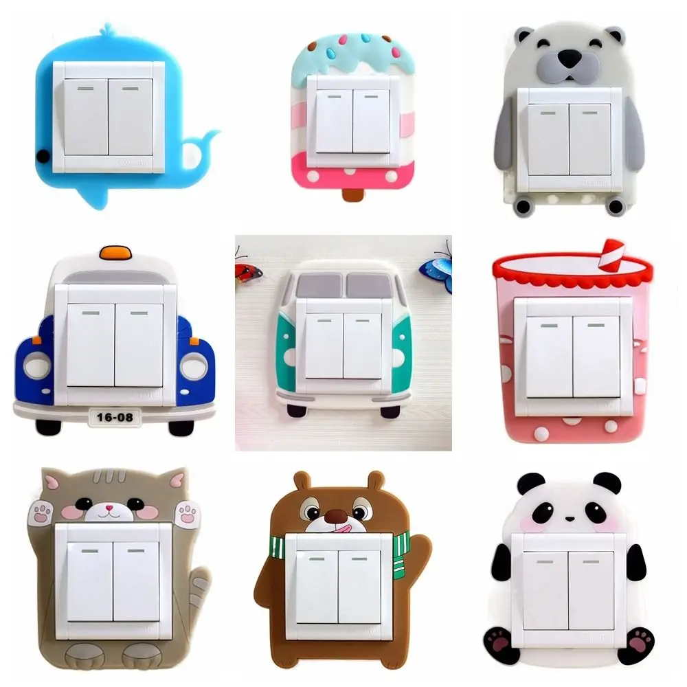 Dust Protective Silicone Switch Sticker Fruit Transportation Luminous Switch Cover Animal Silicone Decoration Stickers