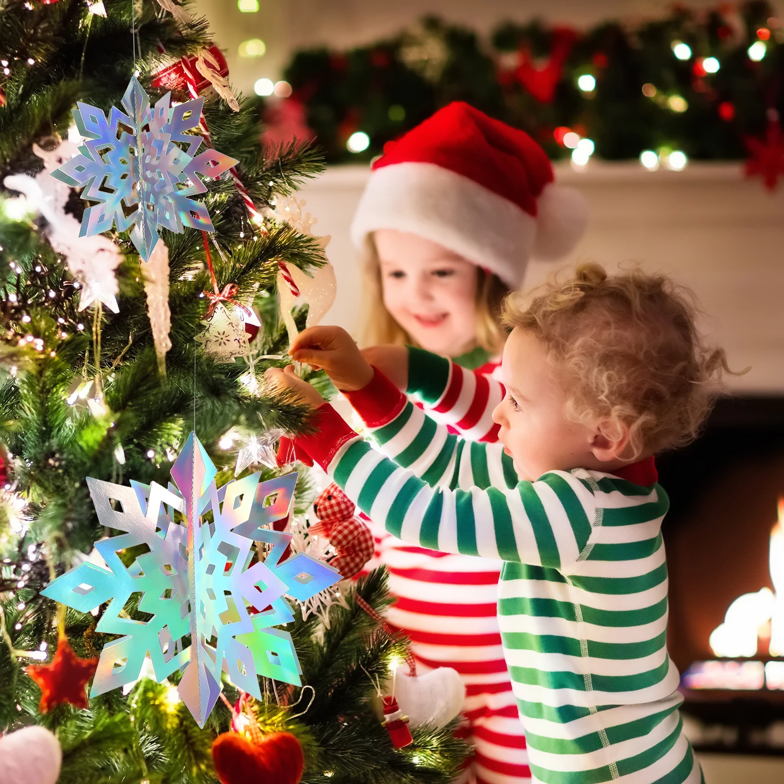 

12Pcs Xmas Tree Snowflake Pendants Christmas Hanging Decorations Reusable Festive Ornaments Christmas Hanging Decorations