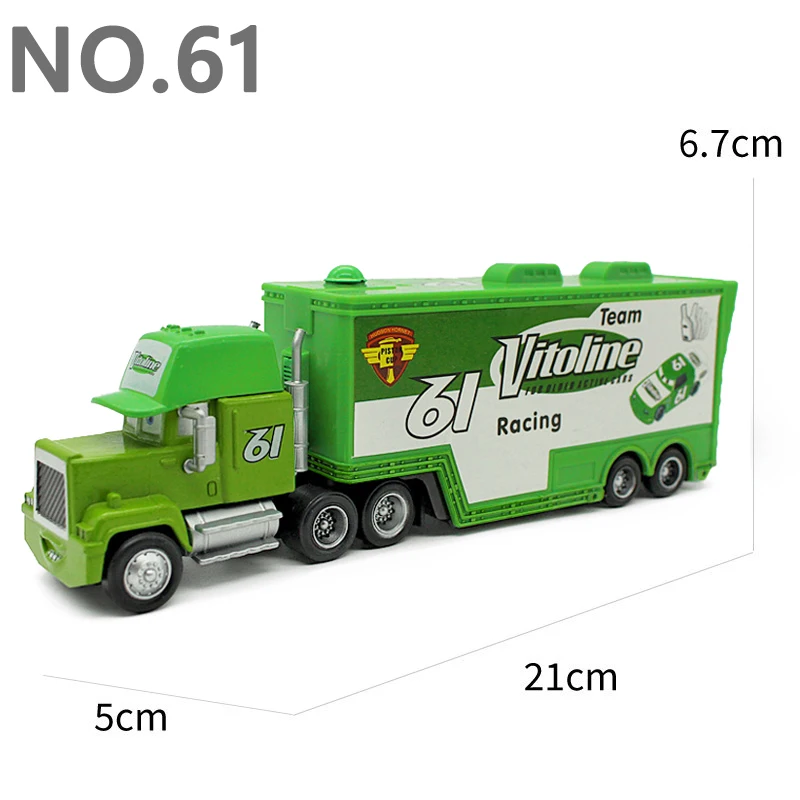 Pixar Cars Greg Candyman's Hauler Modellauto Anime-Figur Mack Container Trucks Semi-Hauler Dinoco Racing Spielzeug Kindergeschenke – Detail 36