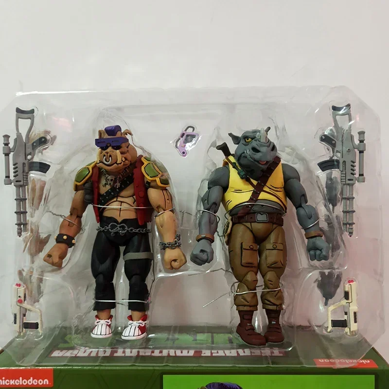 Neca triturador michelangelo pé solda donatello krang figura bebop rocksteady tartaruga figura ação estatueta brinquedo 2 pçs/set