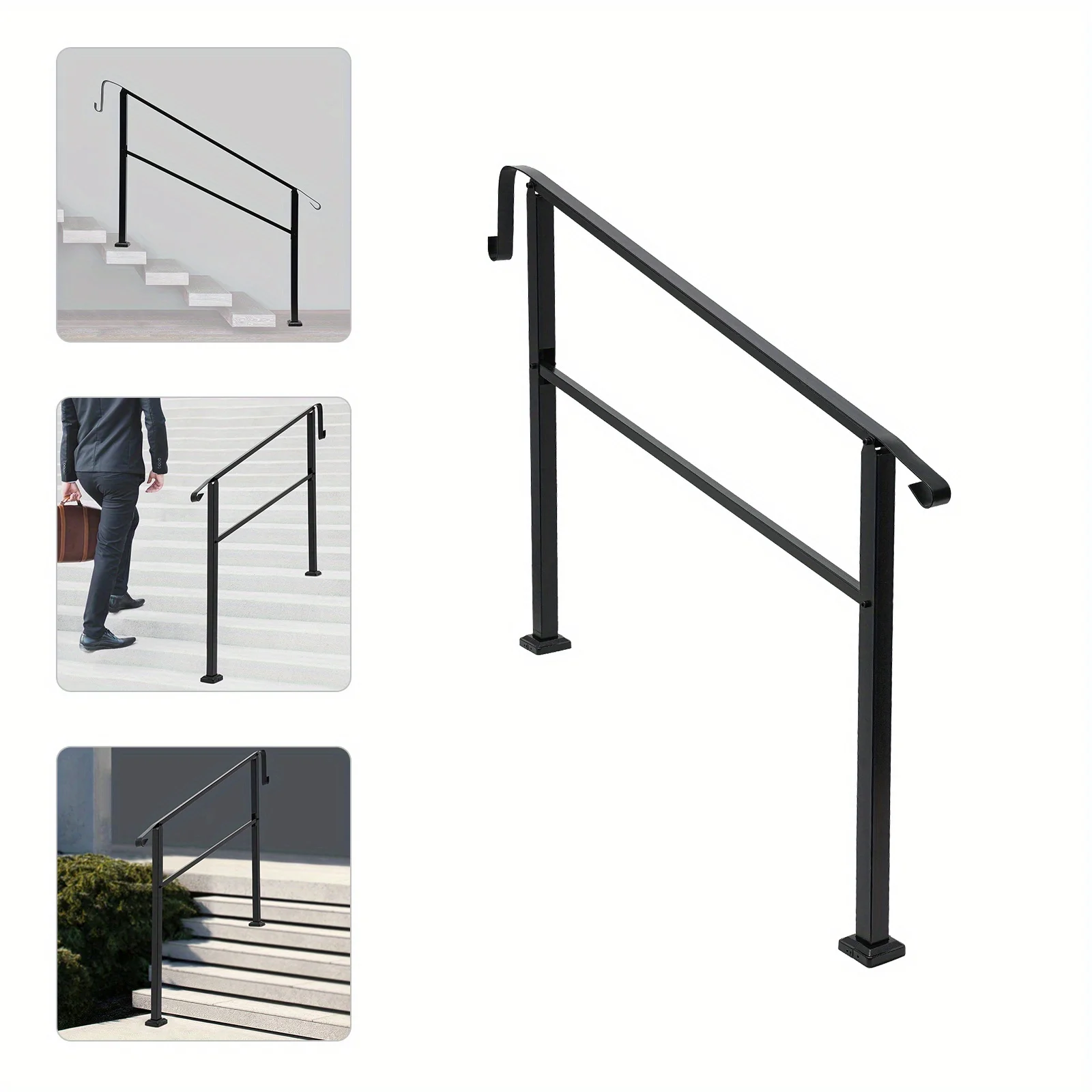 درابزين من الخشب الأسود بطول 5 أقدام - درابزين أمان قوي للسلالم والشرفات الخارجية، سهل التركيب