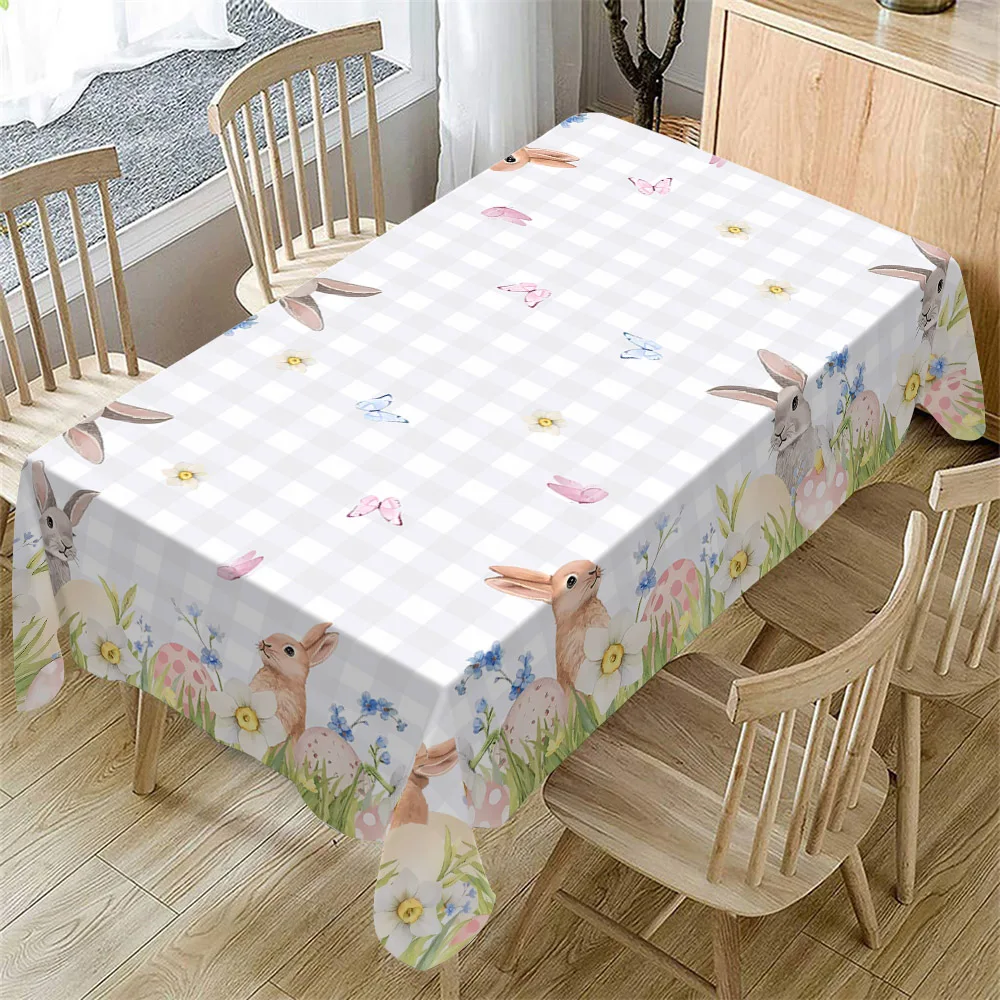 Oster-Tischdecke, rechteckig, für Frühling und Sommer, Oster-Tischdecke für Küche, Esstisch, Zuhause, Urlaub, Party, Picknicks und Abendessen, Dekoration