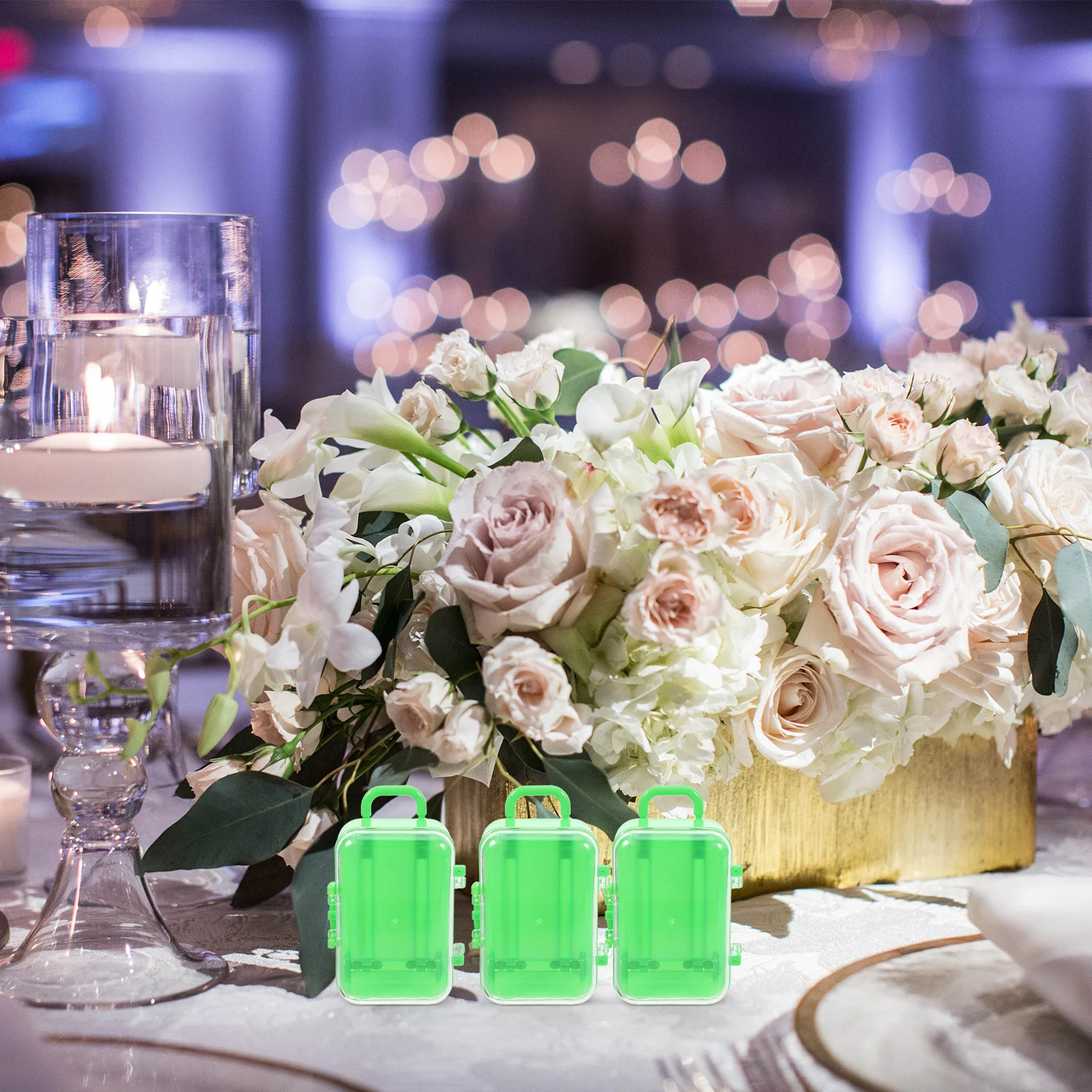 

12 Pcs Wedding Candy Box Packaging Mini Suitcase Boxes with Wheels Party Favor Holder Plastic Miniature Suitcases for Favors