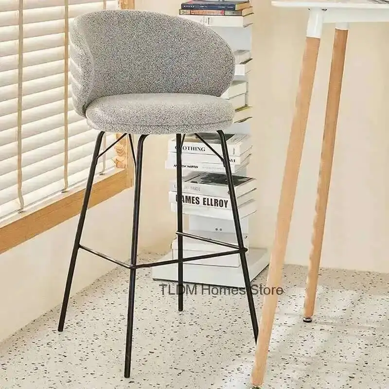 

Nordic Bar Kitchen Chair Flannel for Bar Furniture Metal Wrought Iron High Feet The Chairs Home Simple Designer Front Desk Stool