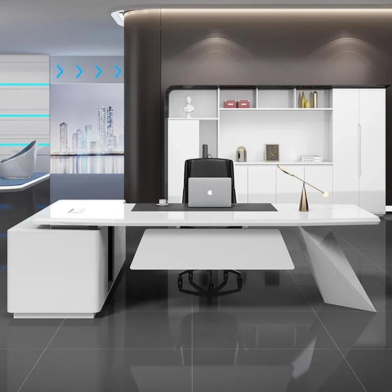 K Painting boss office desk and chair combination simple modern light luxury fashion technology large desk furniture white desk