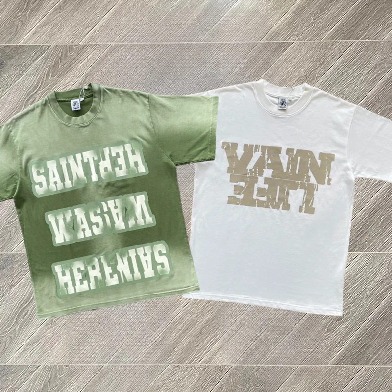 

Fashion Spors Pullover Saint Short Sleeved Tshirt Simple Letter Print Mens Womens Casual Oversized T-shirt High Quality Top