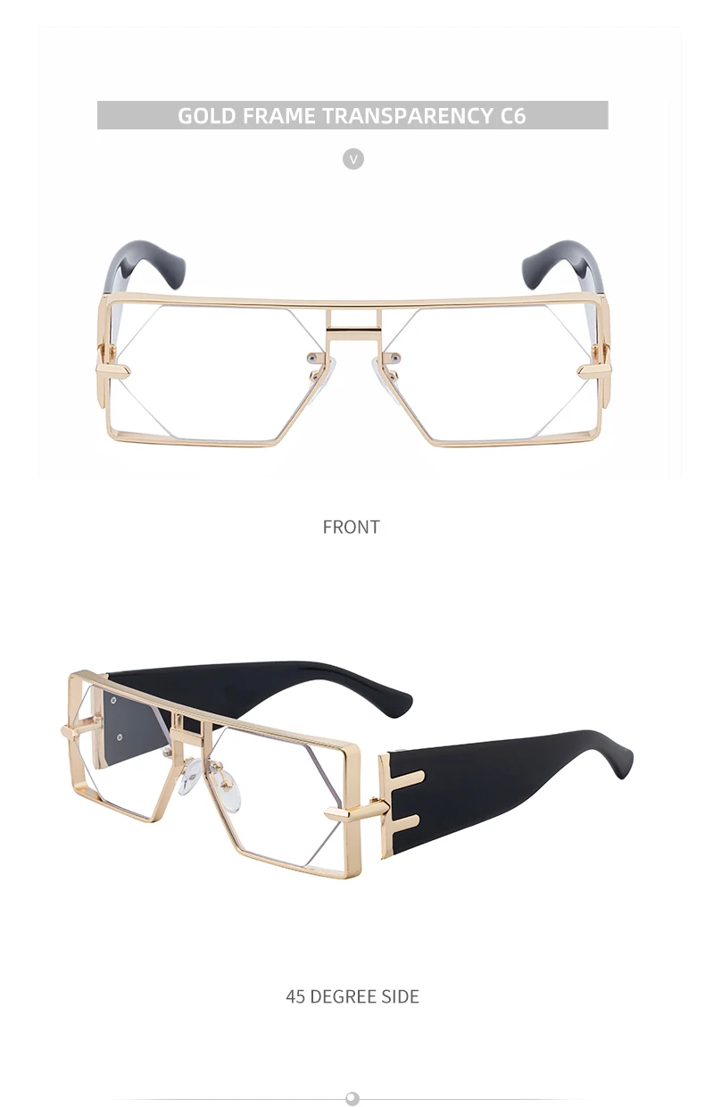 Steampunk Rechteckige Sonnenbrille für Damen und Herren 2026 Luxuriöser Hohler Metallrahmen Sonnenbrillen Vintage Punk Sechseckige Brillen UV400 Schutz – Detail 16