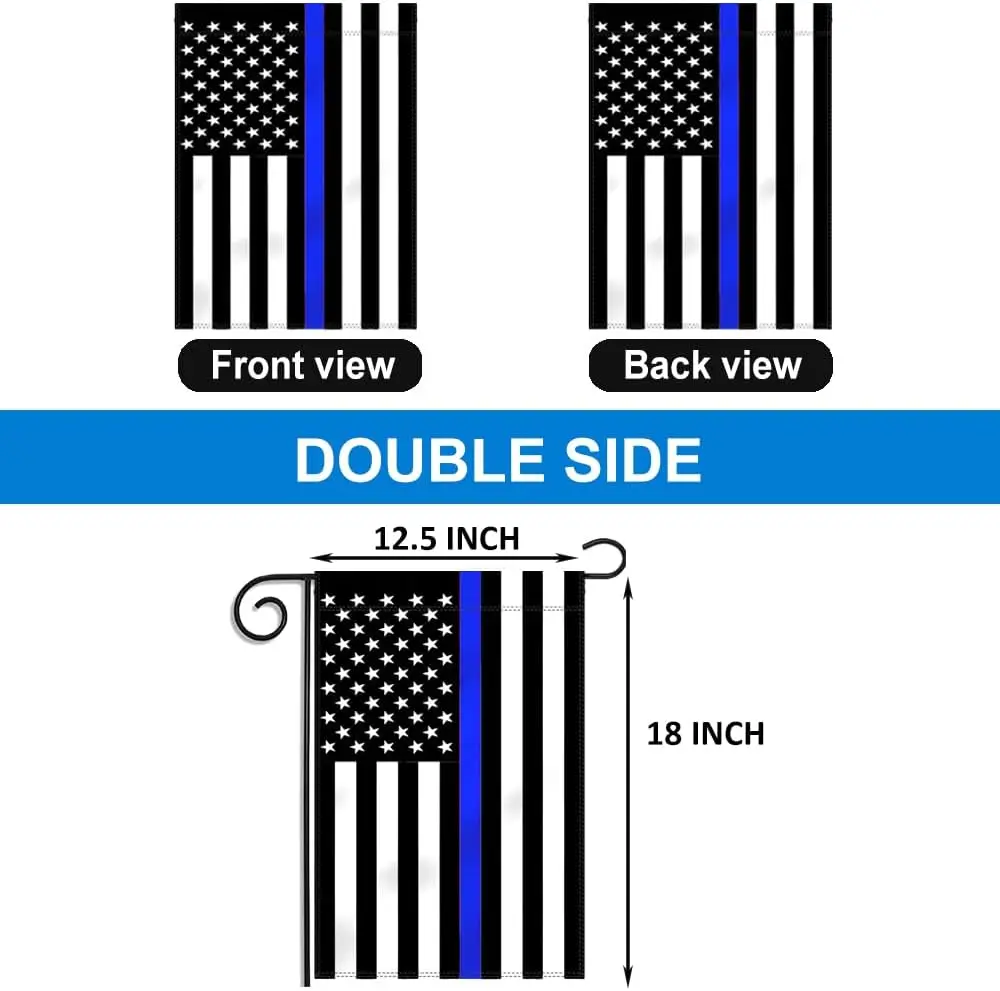 ERT Thin Blue Line Garden Flag Double sided 12.5 x 18 Inch Flag American Flag Made by Oxford lawn decoration Outdoor Indo