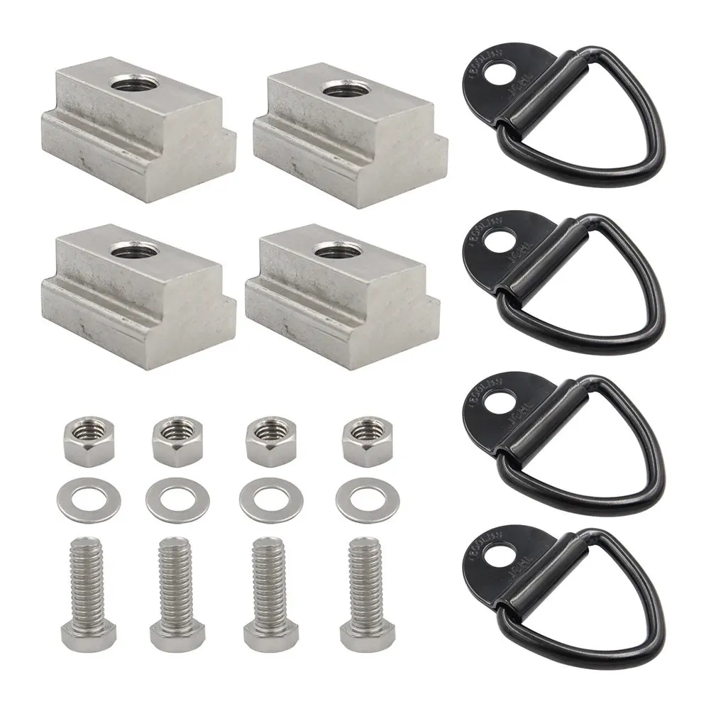 

4Sets Heavy Duty T-Slot Kit Carbon Steel Tie Down Anchor for Truck Bed Trailer Flatbed Boat Dock Workshop Garage Use