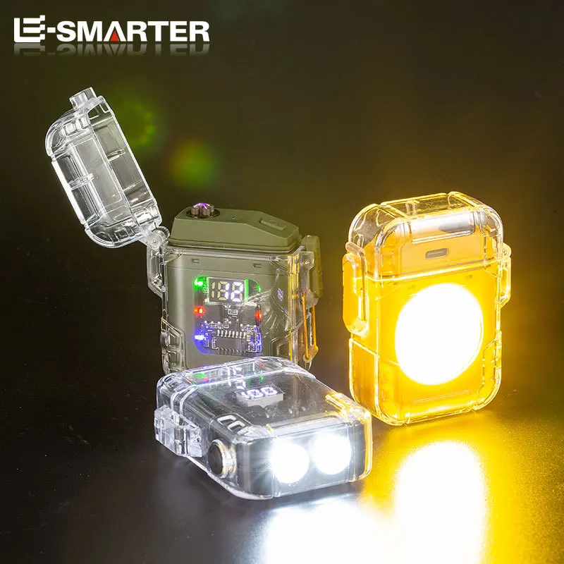Windproof USB Dual Arc Flashlight Flameless Touch Lighter, Waterproof Cigarette Electric Lighter. Outdoor Survival Accessories