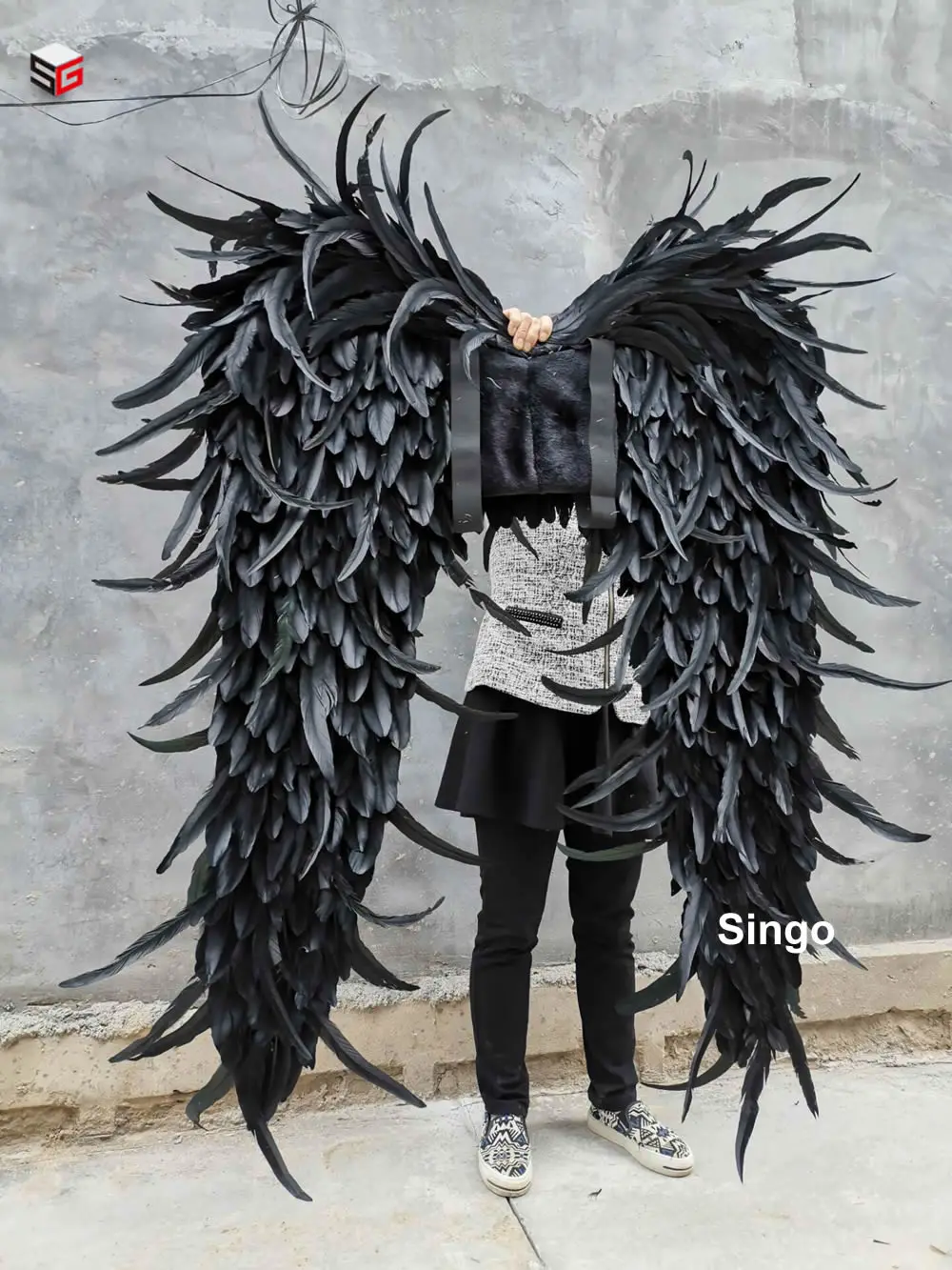 Nice Dance accessories red black angel wings Creative cosplay props Party Bar decoration props