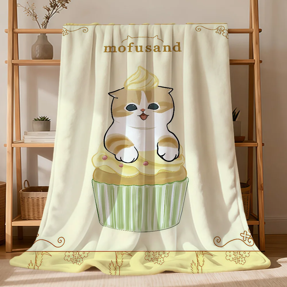 Kawaii Cat Christmas M-Mofusand Flannel Soft Warm Plush Blanket for Sofa Living Room Pet Hogar Bedroom Gift Home Car Portable