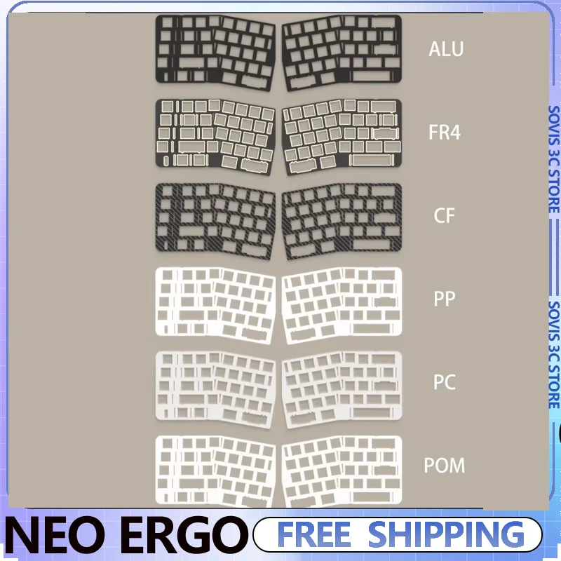 

Neo ERGO Cu Keyboard PCB Hot-Swap/Welding PCB Tri-mode/Single-mode Keyboard Positioning Plate Supports VIA Keyboard Accessory