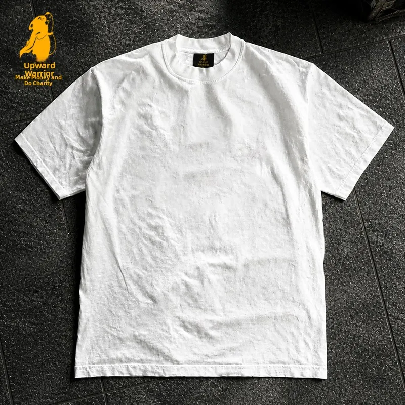 Loose Fit Cotton T-Shirt Unisex Short Sleeve Double Thread UPUPXIA Hero Print Sweat Absorbent round Neck Casual Summer Top