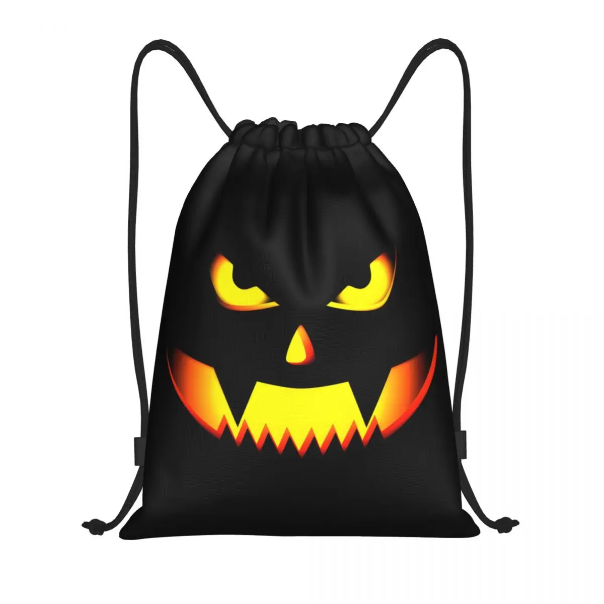 Custom Scary Halloween Pumpkin Design Gift For Halloween Party Drawstring Bag Women Men Lightweight Sports Gym Storage Backpack