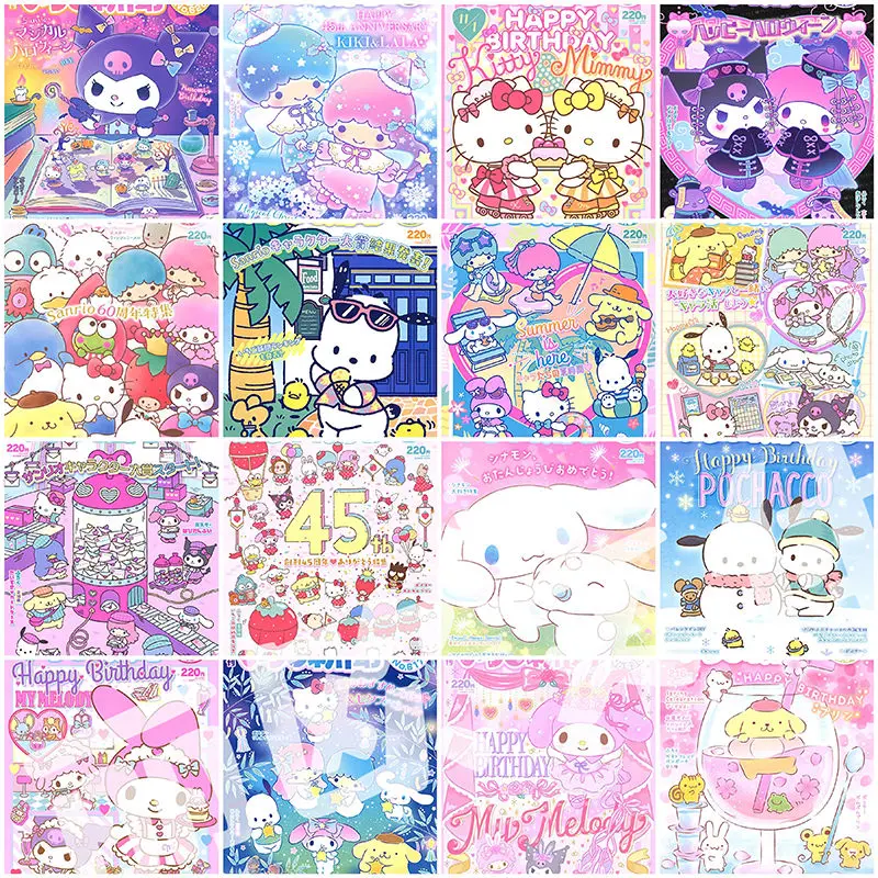 Cartoon Sanrio Paper Poster Hello Kitty Big Wall Poster Kawaii Melody Kuromi Cinnamoroll Wall Paper Sticker Girls Bedroom Decor