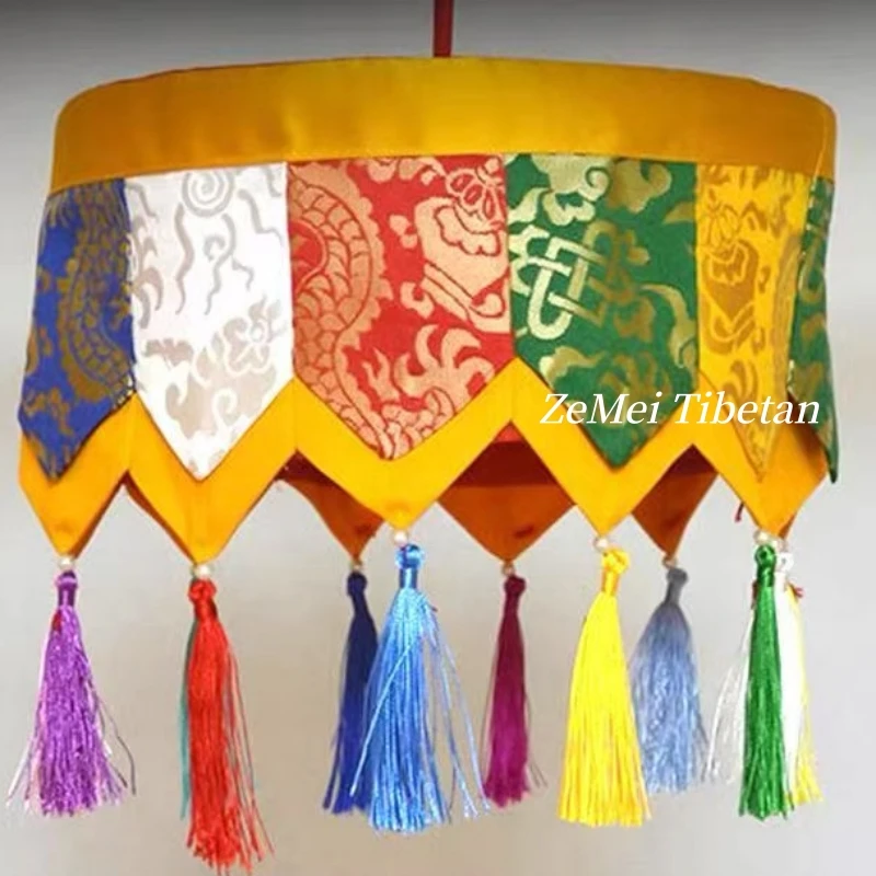 Tibetan-Style Dragon Pattern Small Umbrella, Hanging Treasure Canopy, Colorful Pointed Treasure Canopy, Buddhist Hall Decorative - view 6