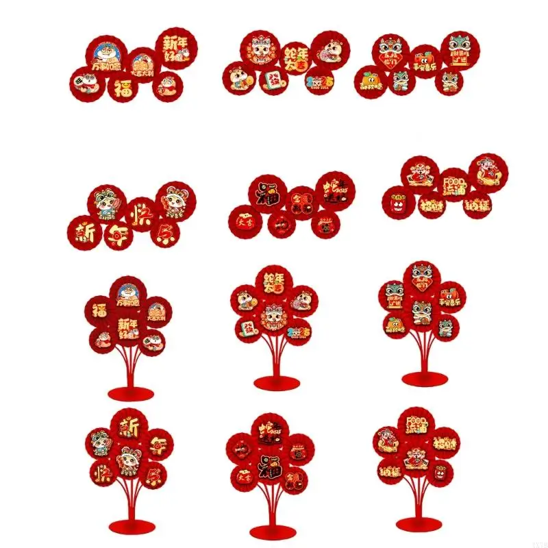 4X7B 2025 Snake Year Paper Fan Flower Ornaments Set Wall Hanging Decors Photo Props