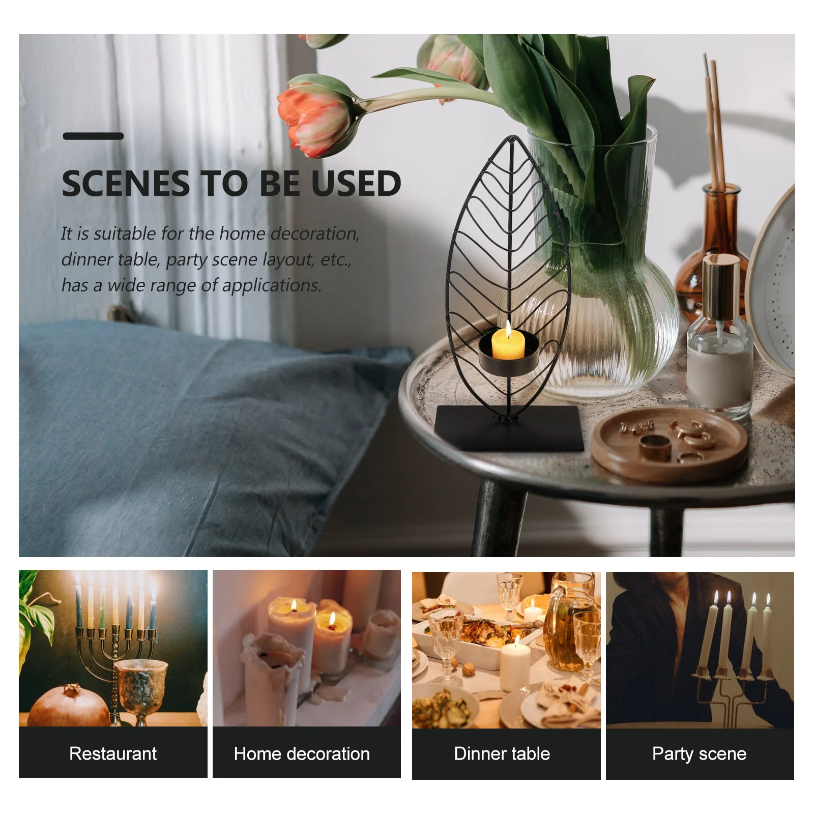 

Ironwork Candleholder Retro Leaf Shape Creative Candlestick Rack Home Decor Romantic Stand Decorative Cup