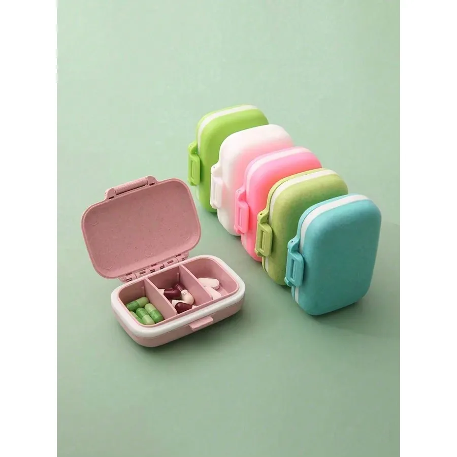 

1pc Mini Portable Pill Organizer Box - 3 Compartment Pill Box Tablet Storage Container, Weekly Pill Box, Medication Dispenser